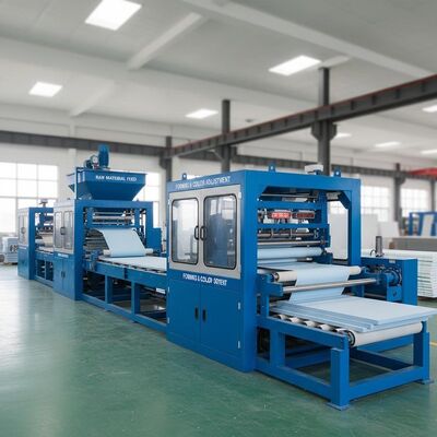 Maszyna do produkcji płyt MgO w kolorze niebieskim z zastosowaniem technologii regulacji koloru do produkcji płyt z tlenku magnezu do materiałów budowlanych
